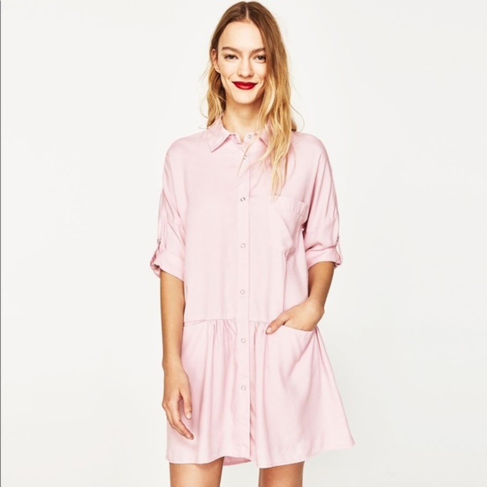 SHIRT DRESS WITH FRILL